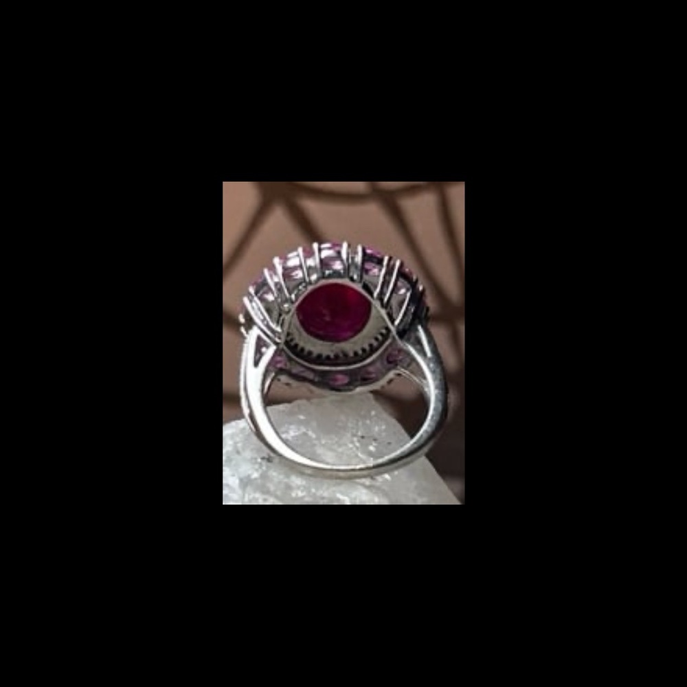 Radiant Red and pink Tourmaline Gemstone Ring size 8 - Picture 9 of 11
